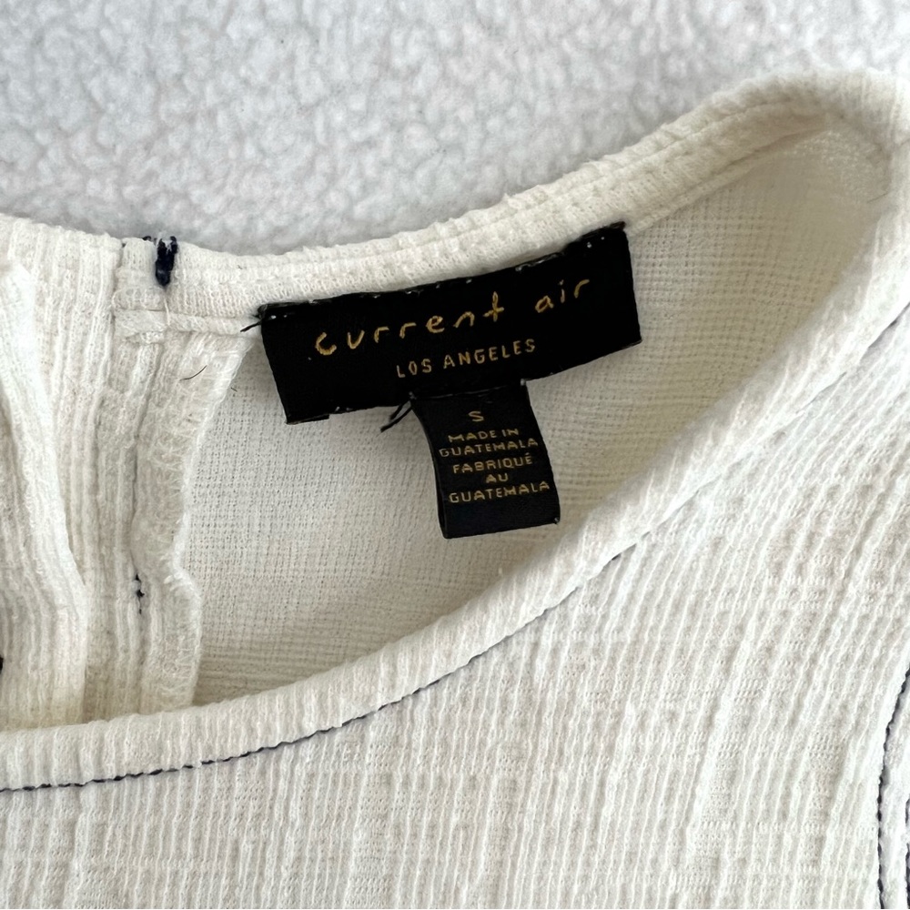 Anthropologie Current Air Cream Textured Peasant Puff Sleeve Top - Picture 3 of 10